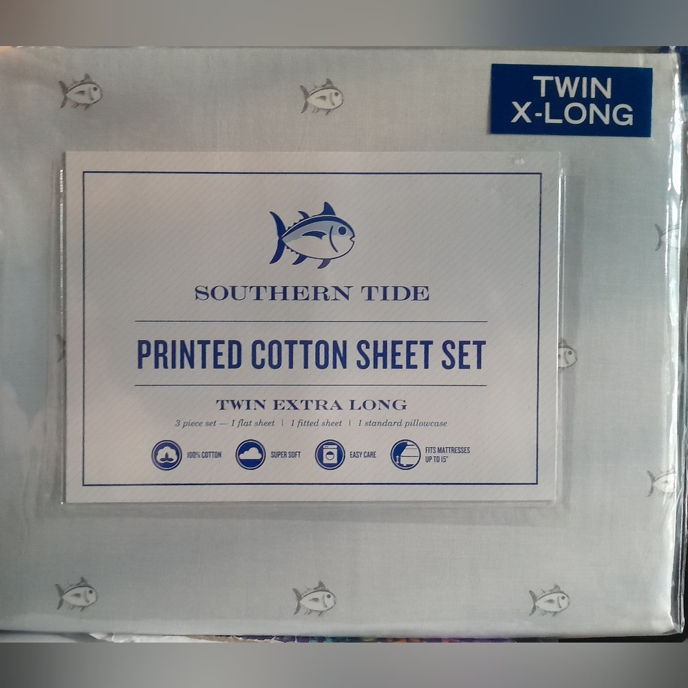 New Southern Tide Skipjack Twin XL sheet set Color Grey
